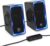 GOgroove Gaming Computer Speakers with Blue LED Light – SonaVERSE O2i Speakers for Desktop, Laptop, PC – USB Speaker 2.0 with AUX Input, in-Line Volume Control, Bass Stereo Sound, 14W (Black)