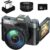 Digital Cameras for Photoggraphy 4K 48MP Vlogging Camera for YouTube with Built-in Fill Light, 16X Digital Zoom, Manual Focus, 52mm Wide Angle Lens & Macro Lens, 32GB TF Card and 2 Batteries