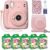 Fujifilm Instax Mini 11 Instant Camera Blush Pink + Custom Case + Fuji Instax Film Value Pack (50 Sheets) Flamingo Designer Photo Album for Photos