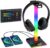 Gaming Headphone Stand PC Accessories – RGB Headset Stand with 2 USB Charger, Cool LED Headphone Holder PC Gaming Accessories Gift for Boys Men Gamers, Computer Game Hardware for Desk