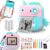 Instant Print Camera for Kids,Inkless Sticker Printer for Girls Boys Age 3-12, 20MP HD Digital Video Cameras, Mini Thermal Printer Kid Toy Gifts with 3 Rolls Photo Paper, 5 Color Pens, 32GB Card-Pink