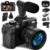 Monitech Digital Camera for Photography 4K, 48MP Vlogging Camera for YouTube and Video,with 180° Flip Screen,16X Digital Zoom,52mm Wide Angle & Macro Lens, 2 Batteries, Autofocus,32GB TF Card