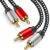 RCA Cable, 2RCA Male to 2RCA Male Audio Stereo Subwoofer Cable, Hi-Fi Sound Nylon Braided Gold-Plated Shielded RCA Audio Cable for Home Theater, Amplifiers, Hi-Fi Systems, HDTV, Speakers (25ft)