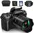 Saneen Digital Camera, 4k Cameras for Photography & Video, 64MP WiFi Touch Screen Vlogging Camera for YouTube with Flash, 32GB SD Card, Lens Hood, 3000mAH Battery, Front and Rear Cameras – Black