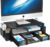 Simple Trending 2 Tier Metal Monitor Stand Monitor riser and Computer Desk Organizer with Drawer and Pen Holder for Laptop, Computer, iMac, Black
