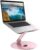 Swivel Laptop Stand for Desk, Adjustable Height Aluminum Computer Stand with 360 Rotating Base, Foldable Ergonomic Riser, Portable Laptop Holder Compatible with MacBook, All Laptops 10-17”, Pink