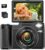 Toiauaha 4K Digital Camera for Photography, Autofocus 48MP Vlogging YouTube with 16X Zoom Macro Camera, 3’’180 Degree Flip Screen Compact Video Liftable Flash, SD Card&2 Batteries Black DC062