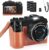 Upgraded 4K Digital Camera, lovpo 48MP WiFi Vlogging Camera for Photography with Leather Case 18X Zoom Autofocus Point and Shoot Camera for YouTube with Dual Cameras, 3″ HD Screen,32G Card,2 Batteries