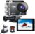 Xilecam Action Camera 4K/20M /WiFi/4*Zoom/2.4 G Remote Control 2 * 1350mAh Battery Waterproof Camera Underwater 131FT/170 Degree Wide Angle Sports Camera (Black)